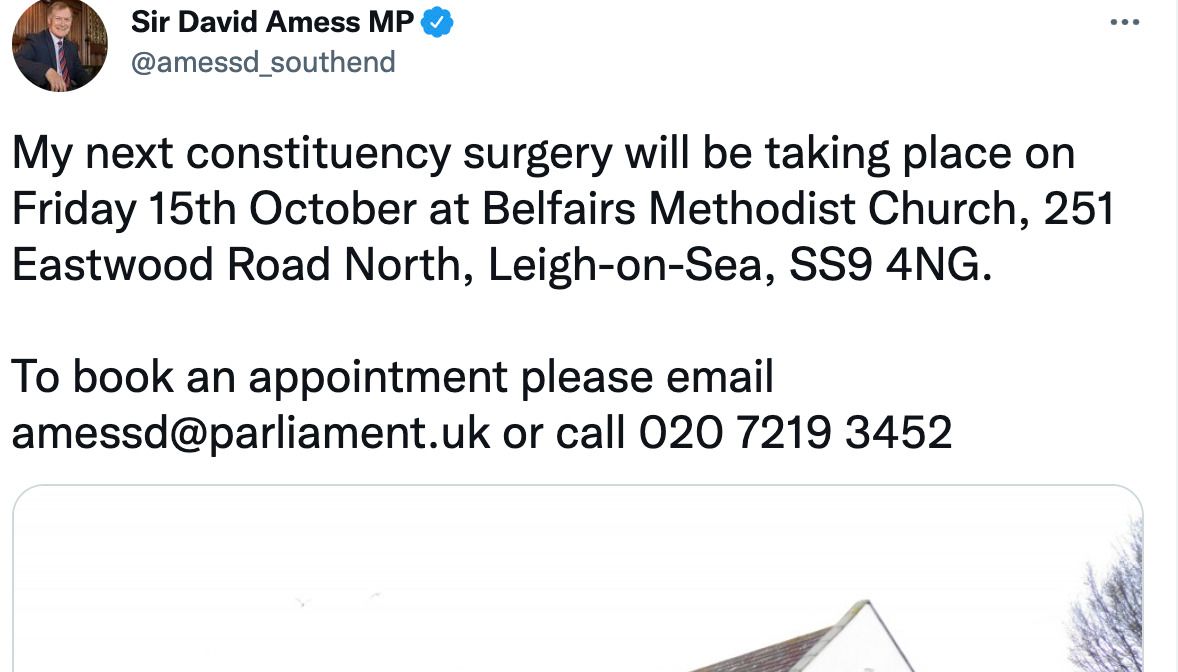 David Amess' Tweet