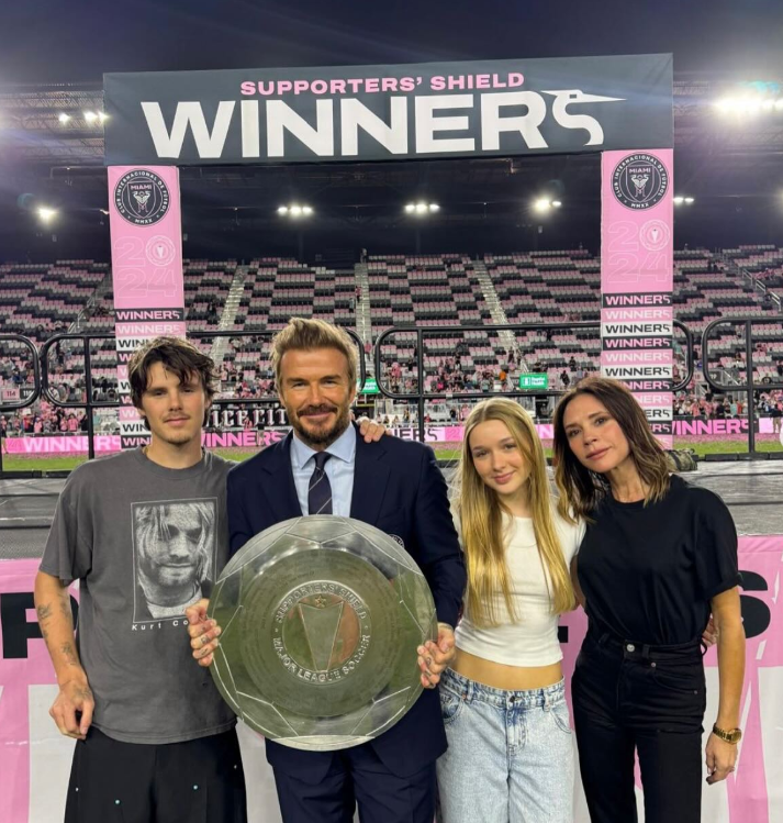 David and Victoria Beckham with children