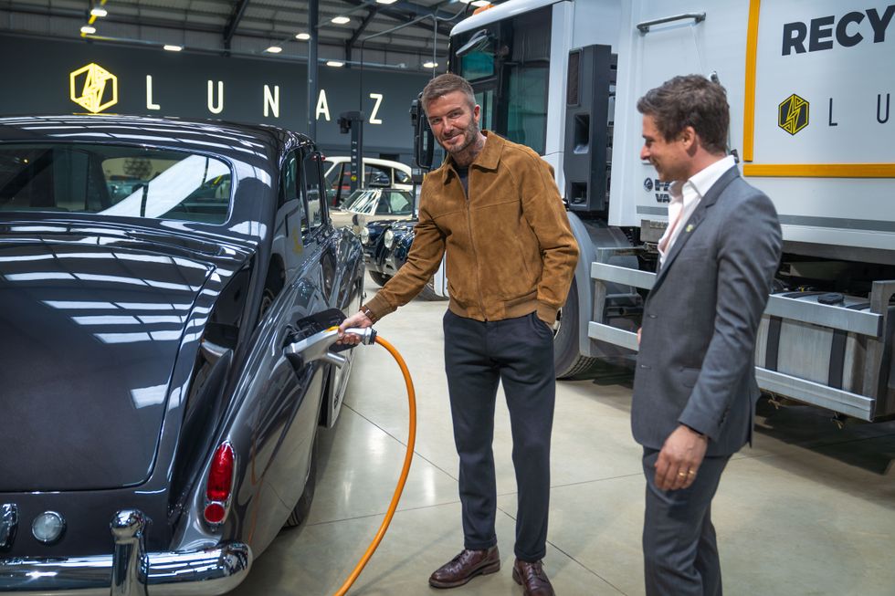 David Beckham using an electric charger