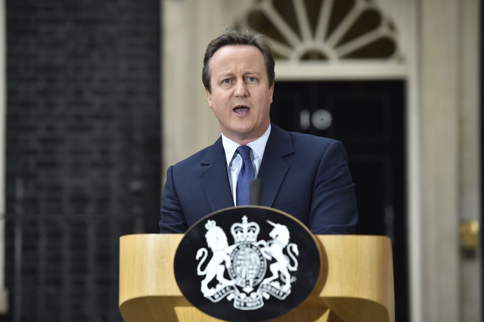 David Cameron makes a speech outside 10 Downing Street in London, before leaving for Buckingham Palace for an audience with Queen Elizabeth II to formally resign as Prime Minister.