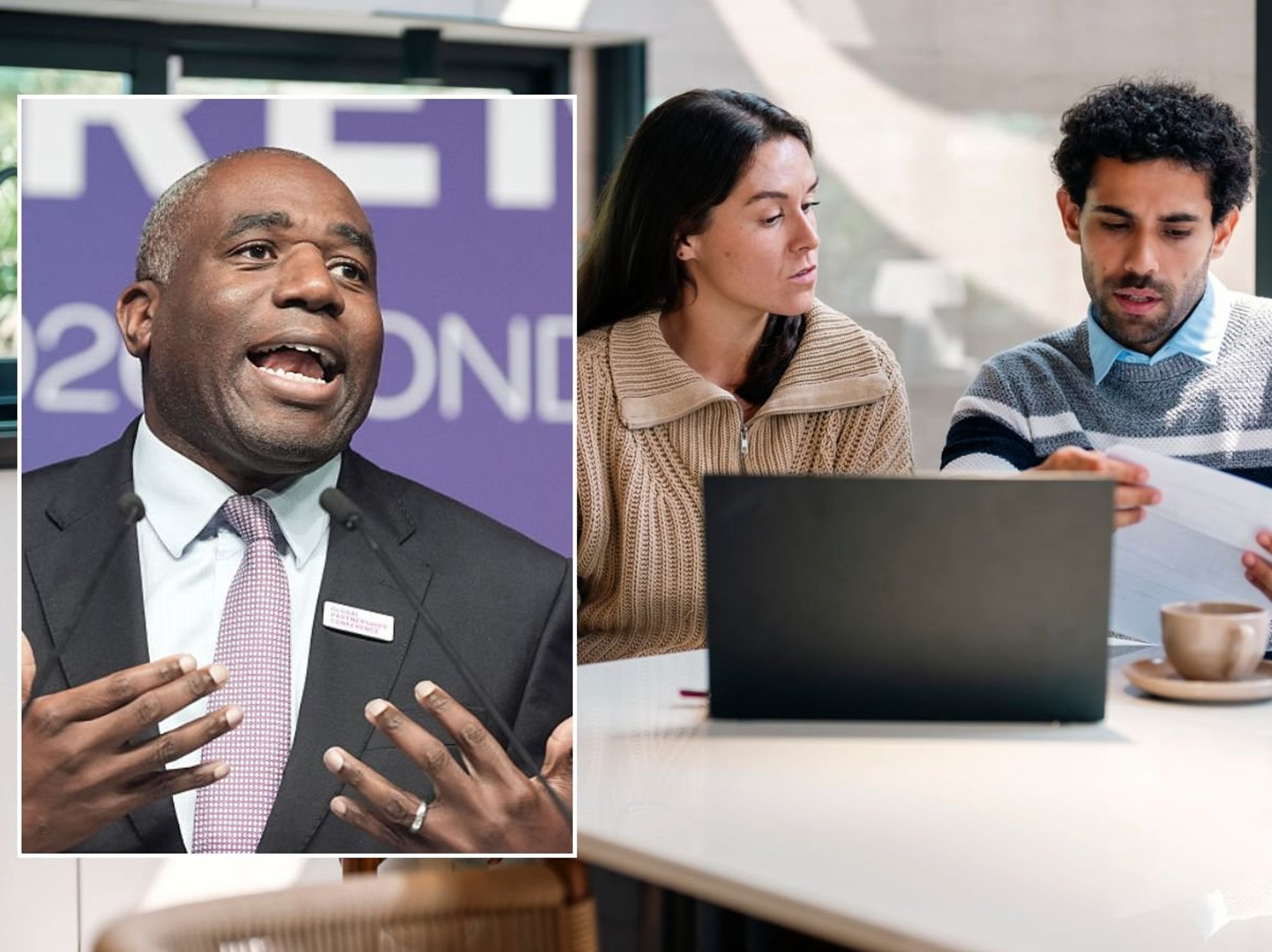 David Lammy and couple going over finances