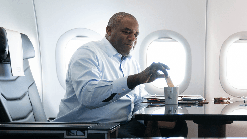 David Lammy during a private jet trip
