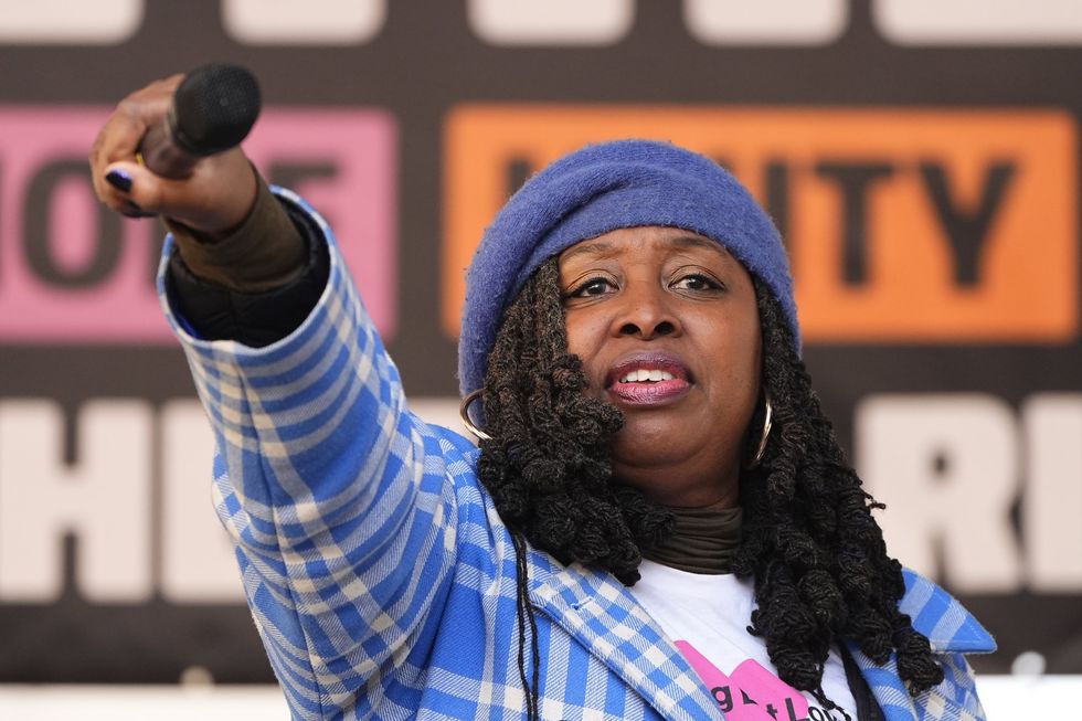 Dawn Butler joins people taking part in a Together Alliance march, through central London, to demonstrate against the far-right
