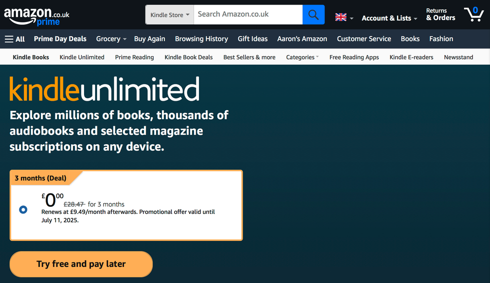 deal page for the kindle unlimited offer
