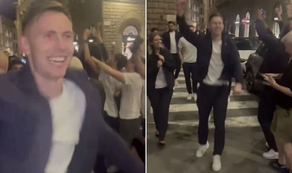 Dean Henderson partied with the Crystal Palace fans after their win over Fiorentina