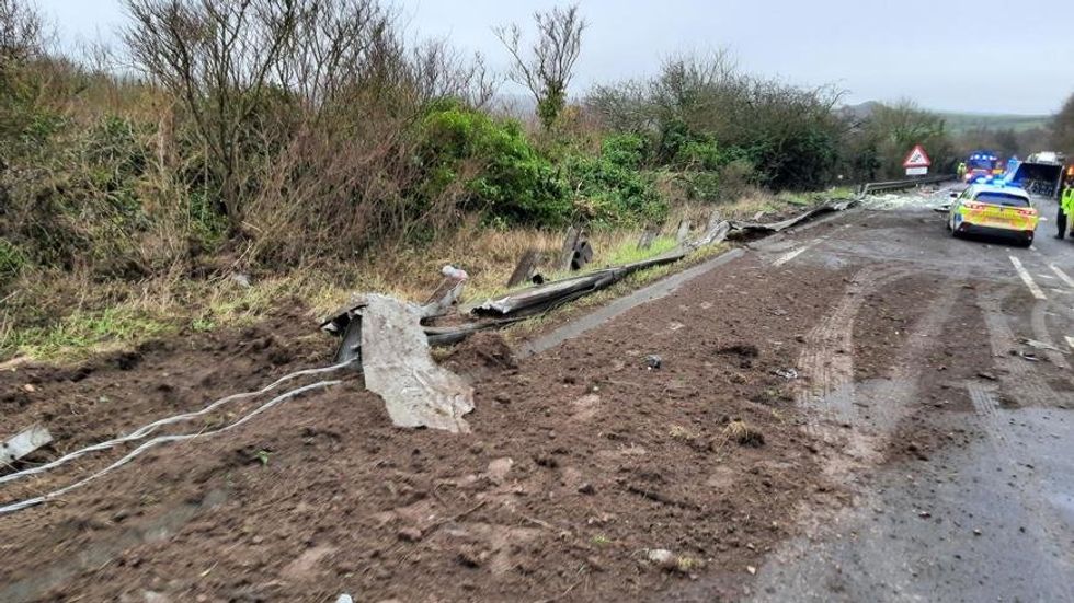 Debris on the roadside of the A303