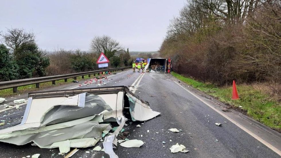 Debris on the roadside of the A303