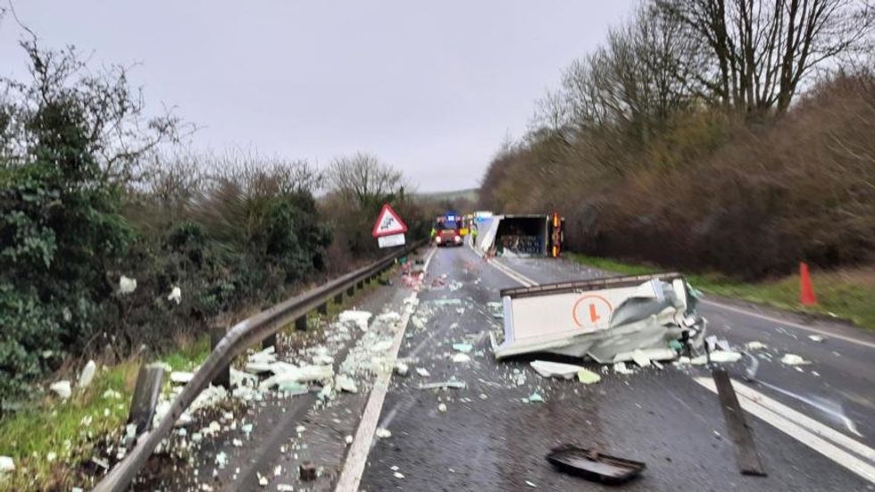 Debris on the roadside of the A303