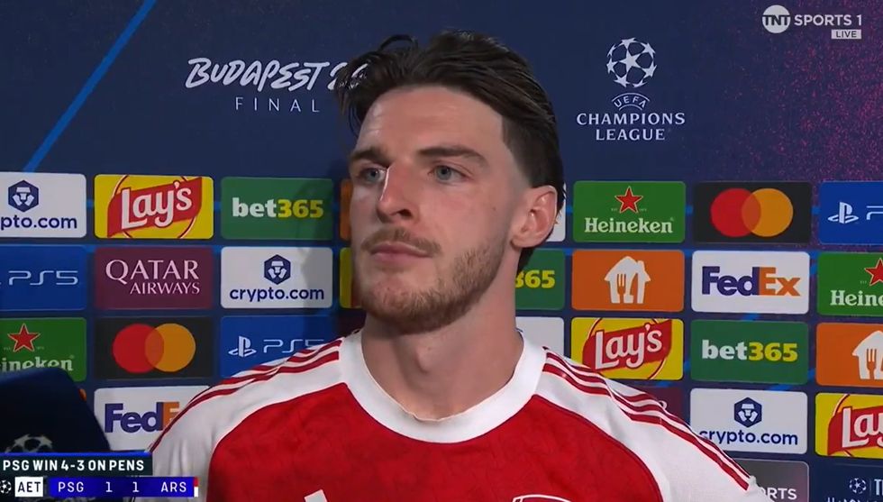Declan Rice spoke to the media after Arsenal's defeat to PSG