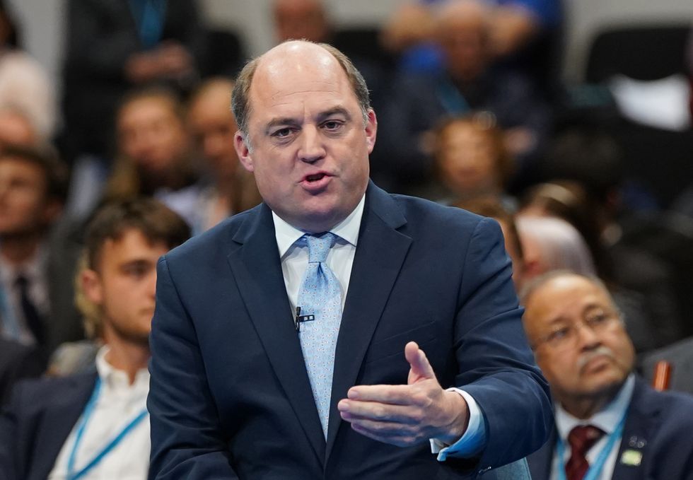 Defence Secretary Ben Wallace speaking during the Conservative Party Conference in Manchester.