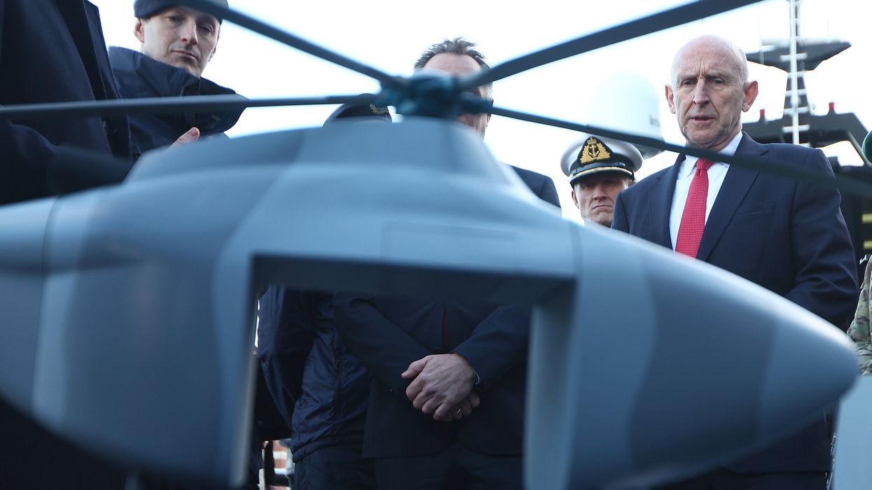 Defence Secretary John Healey is shown a model of Proteus, an autonomous Anti-Submarine Warfare system during a visit to Portsmouth Naval Base