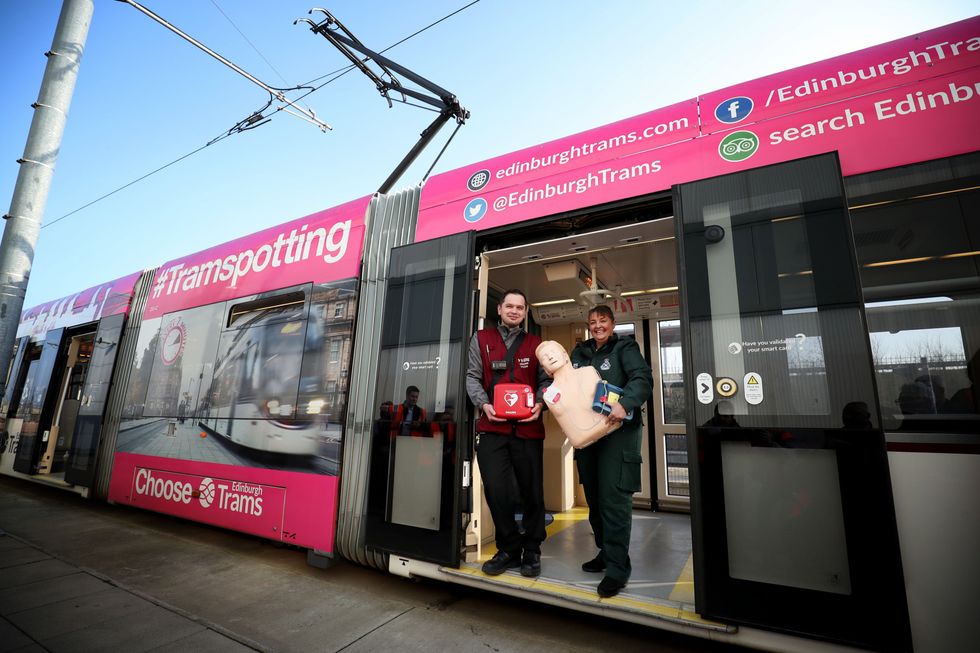 Defibrillators are already installed in trams across Edinburgh