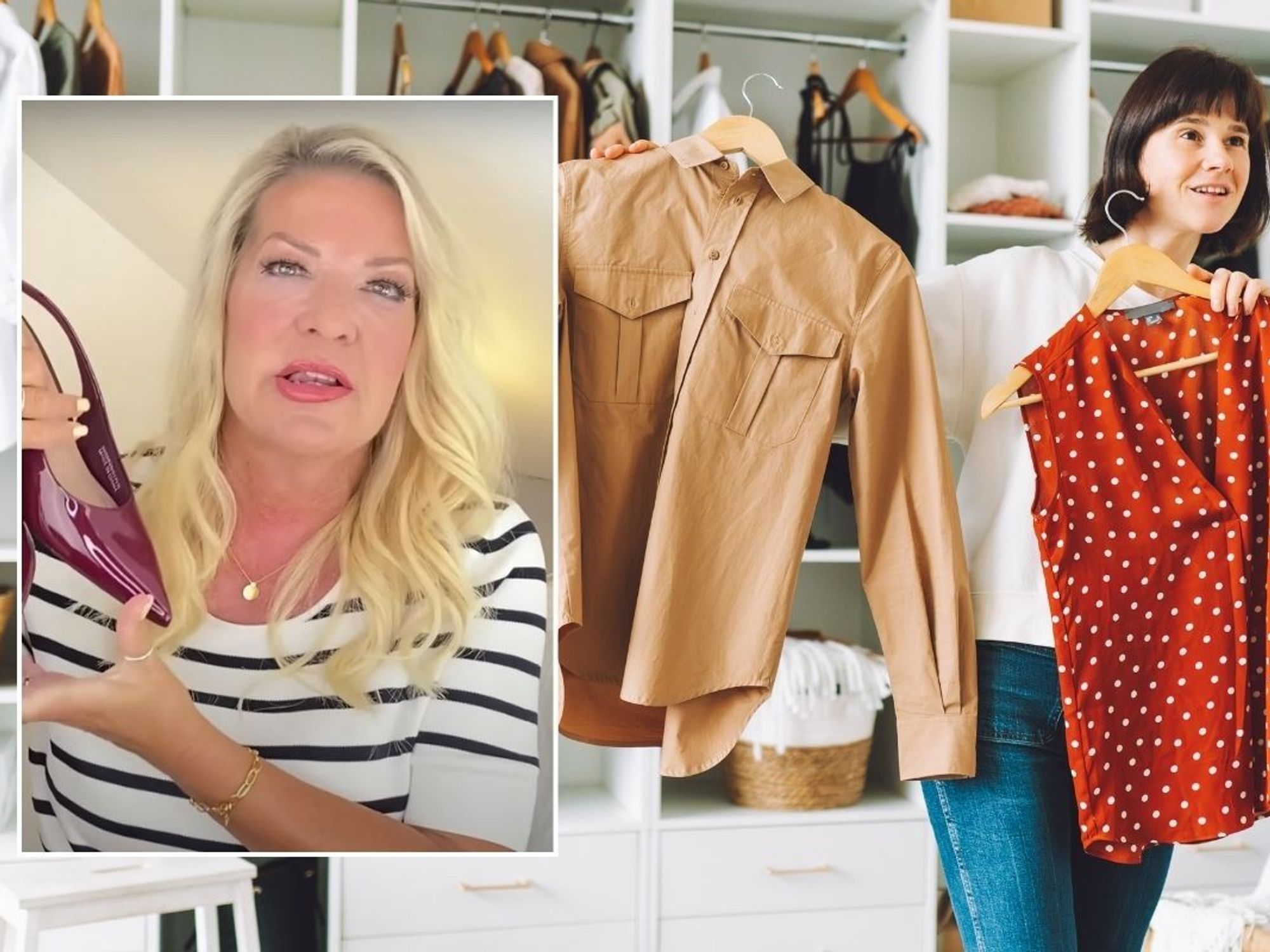 deirdre and woman trying on clothes