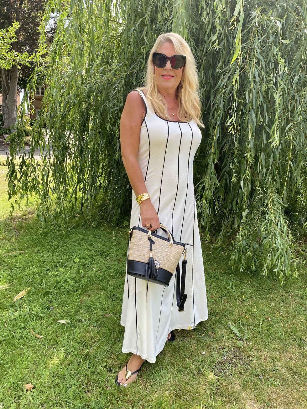 Deirdre Nicholas in Striped Cotton Dress | Mango