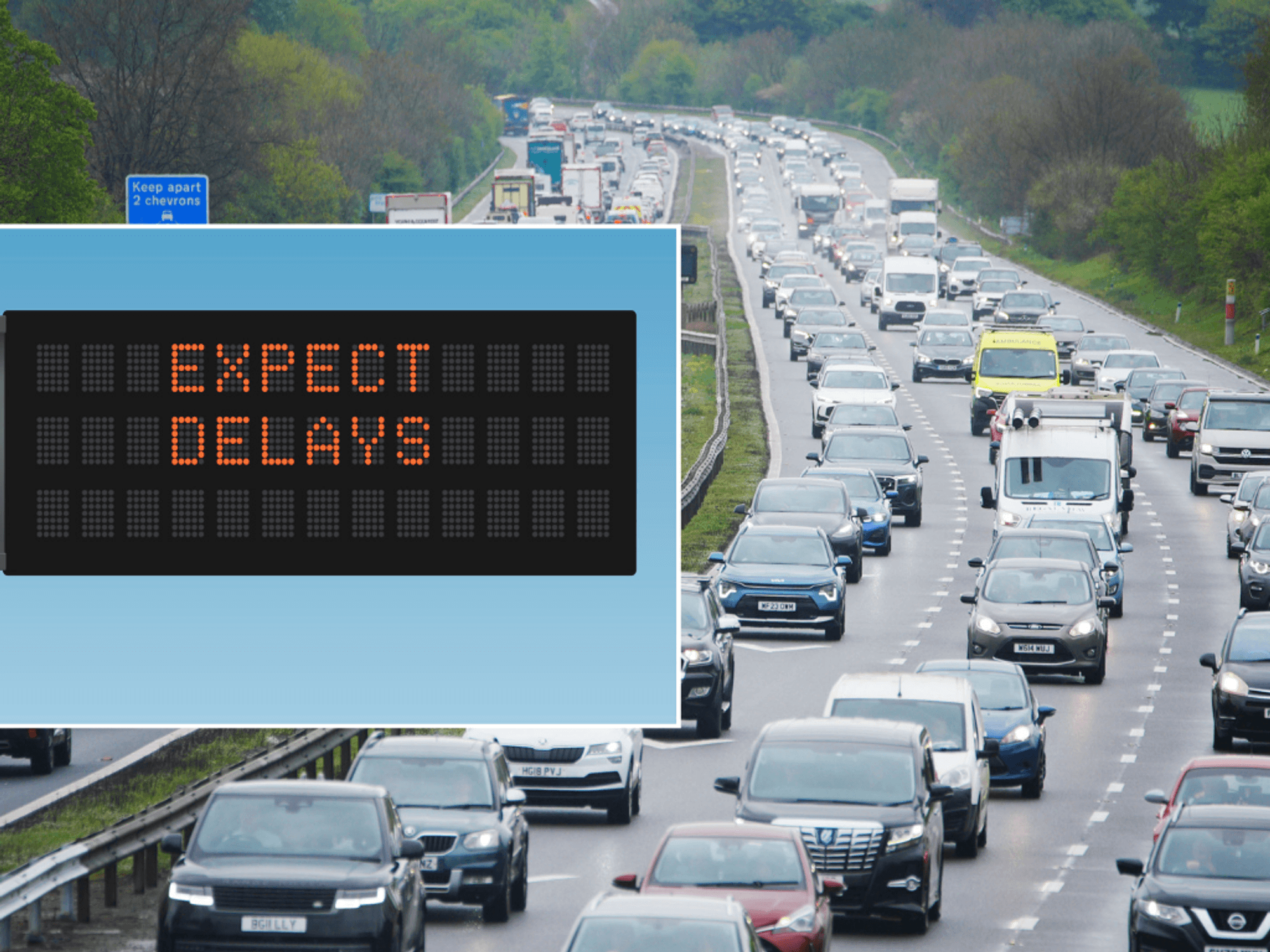 Delays sign and UK road