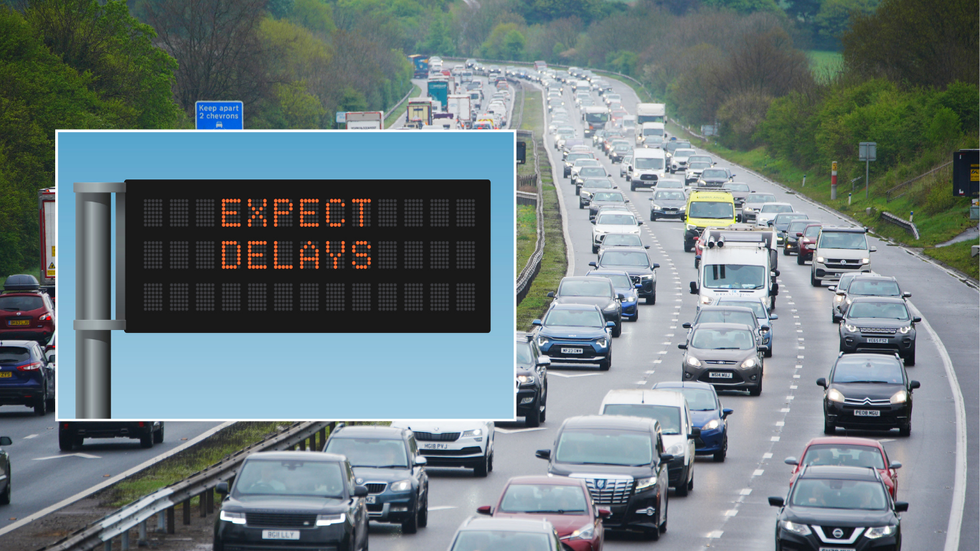 Delays sign and UK road