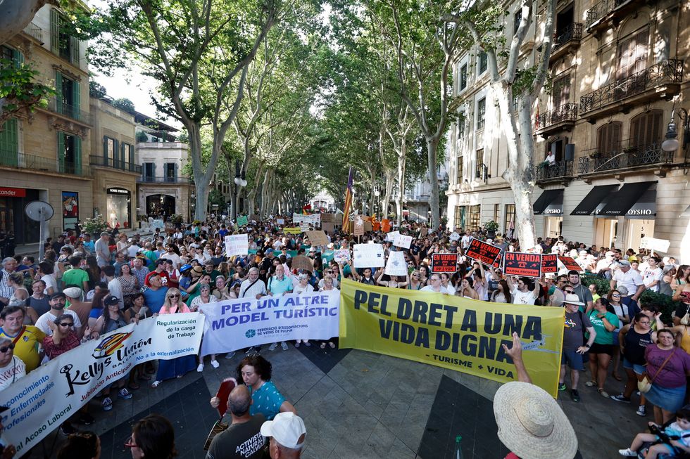 Demonstration against mass tourism in Palma de Mallorca