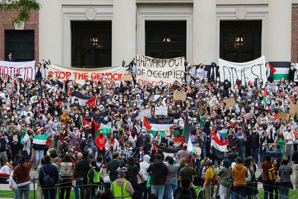 Demonstrators take part in an "Emergency Rally: Stand with Palestinians Under Siege in Gaza," amid the ongoing conflict between Israel and the Palestinian Islamist group Hamas