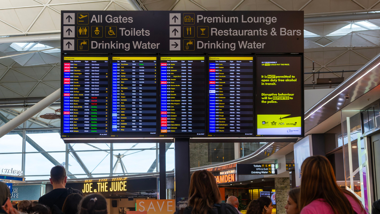Departures board at Stansted