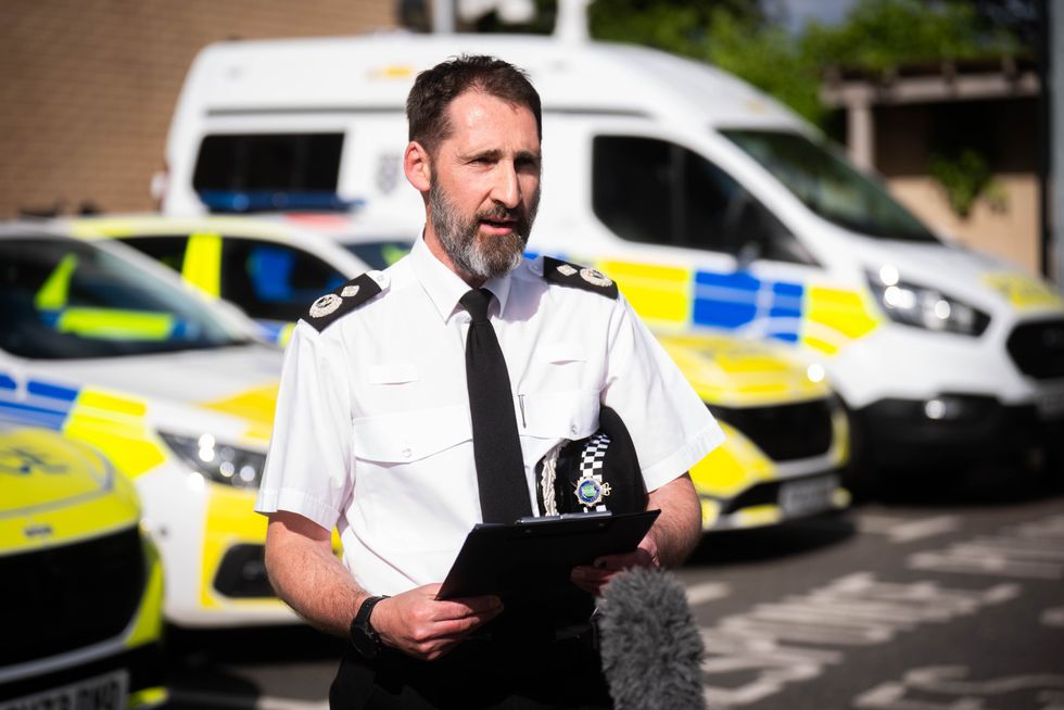Deputy Chief Constable Ben Snuggs speaking at Taplow Roads Policing station, in Maidenhead, after Pc Christopher Miller was left fighting for his life in hospital after being seriously injured in a collision while on duty in Buckinghamshire on Thursday