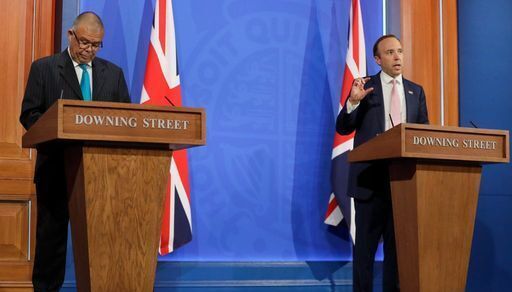 Deputy Chief Medical Officer for England Professor Jonathan Van Tam (left) and Health Secretary Matt Hancock during a media briefing in Downing Street, London, on coronavirus (Covid-19).