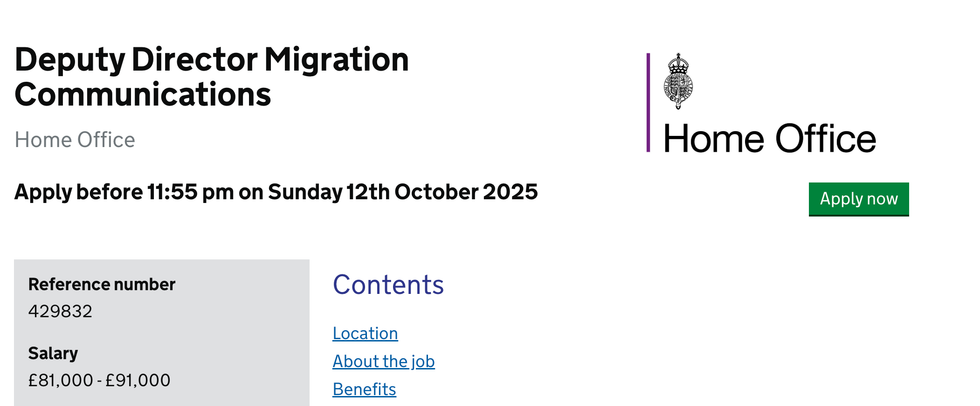 Deputy Director Migration Communications job advert