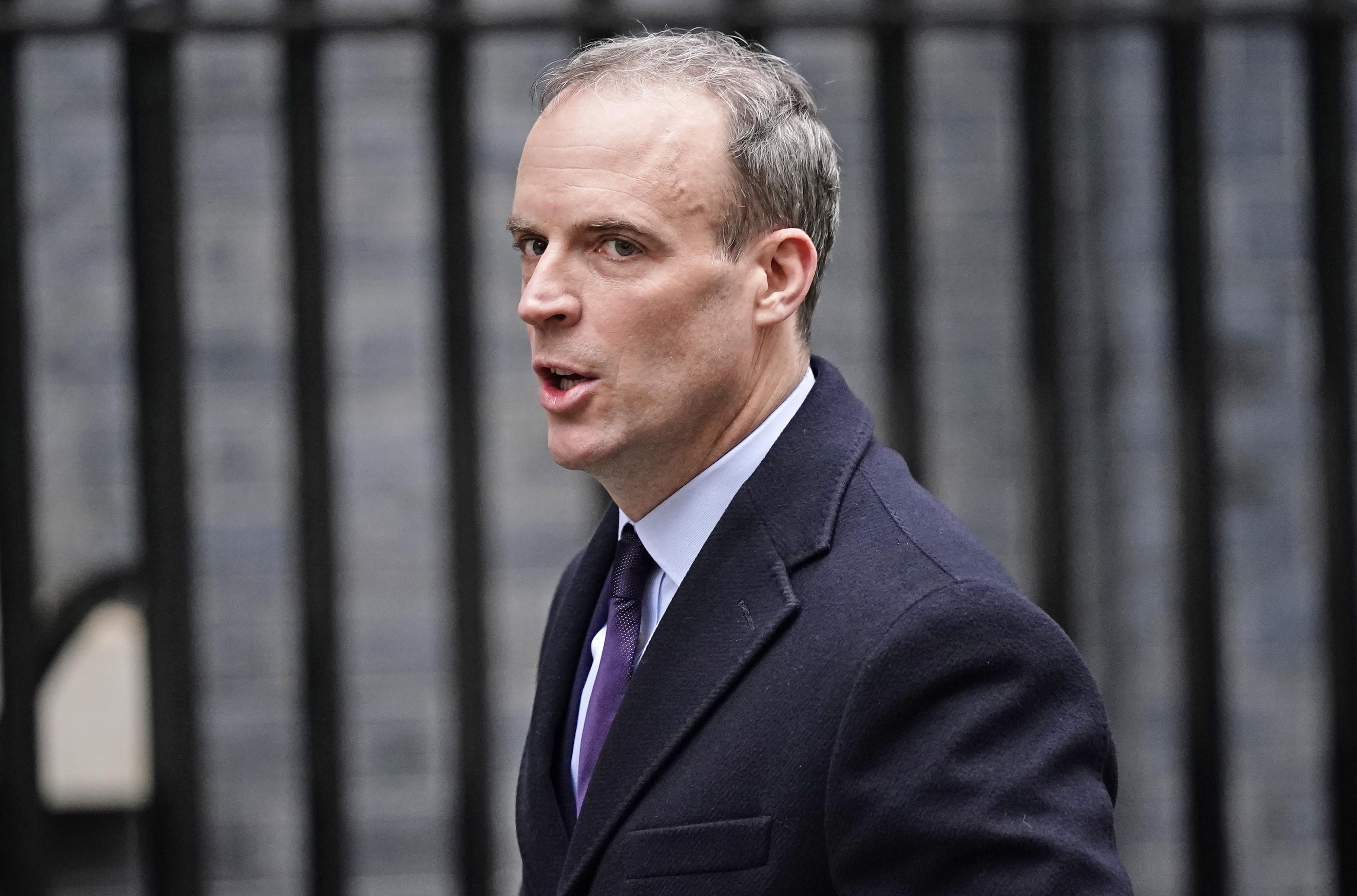 Deputy Prime Minister Dominic Raab arrives in Downing Street, London, ahead of the government's weekly Cabinet meeting. Picture date: Tuesday December 7, 2021.