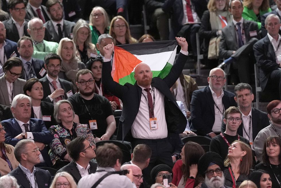 Despite Sir Keir's patriotic push, pro-Palestine flags were also spotted at Labour Party Conference