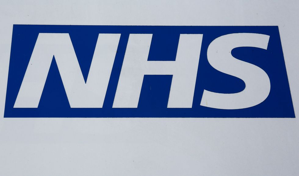 Detail of the National Health Service sign at Addenbrooke's hospital in Cambridge.