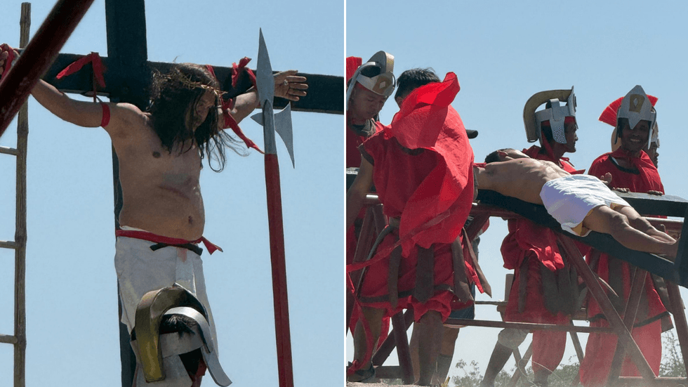 Devotees are nailed to the cross