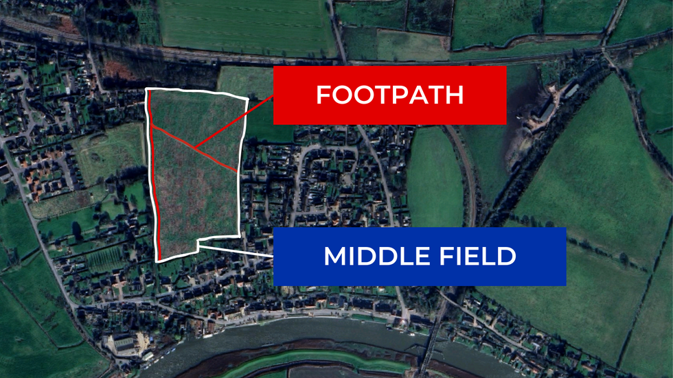 Diagram of field and footpath