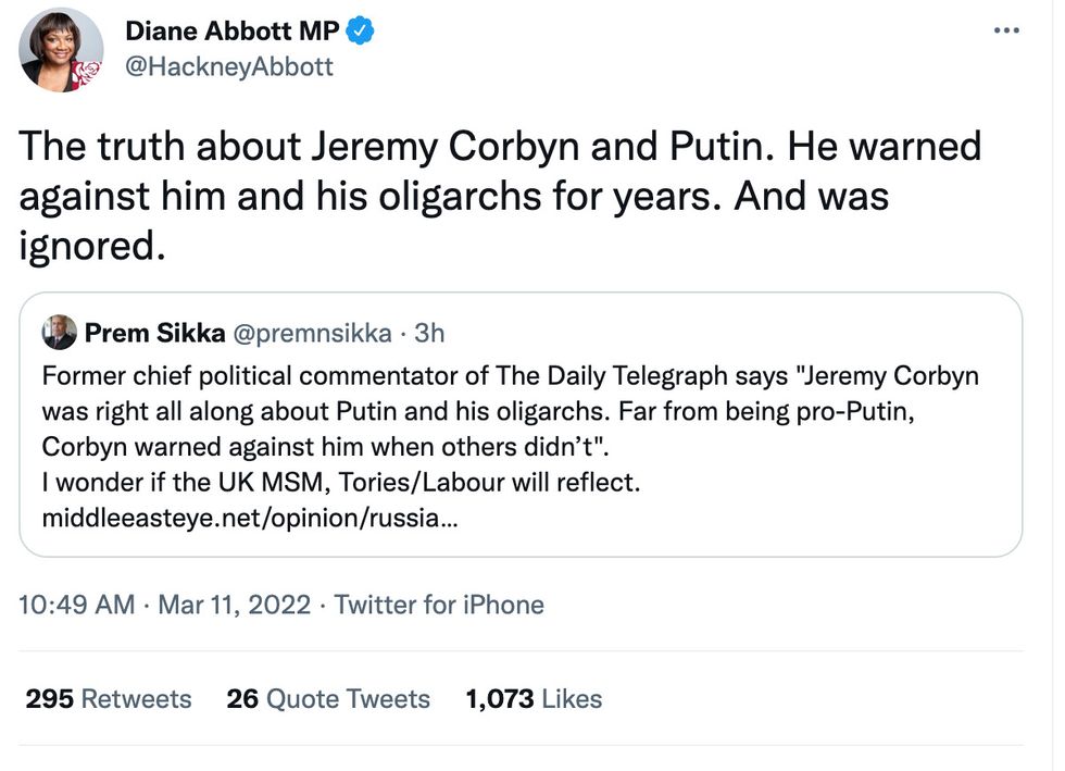 Diane Abbott's social media post