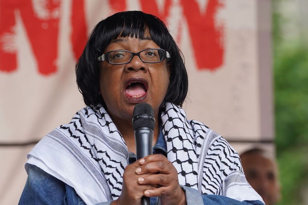 Diane Abbott speaking at the People's Assembly Against Austerity protest