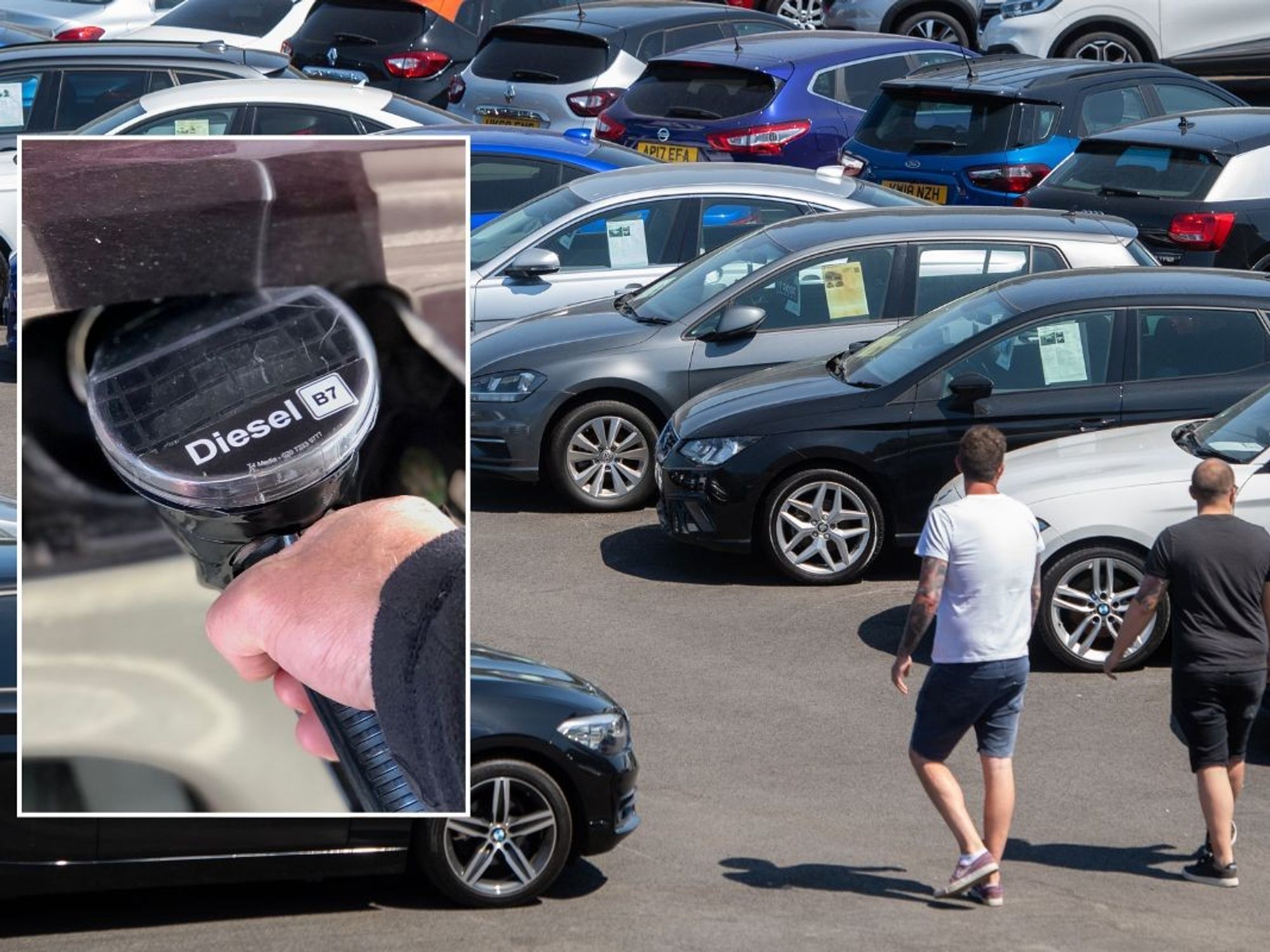 Diesel pump and a car sales forecourt