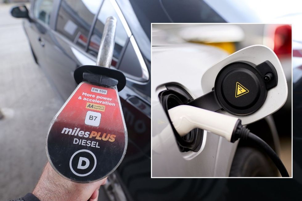 Diesel pump and an electric car charging