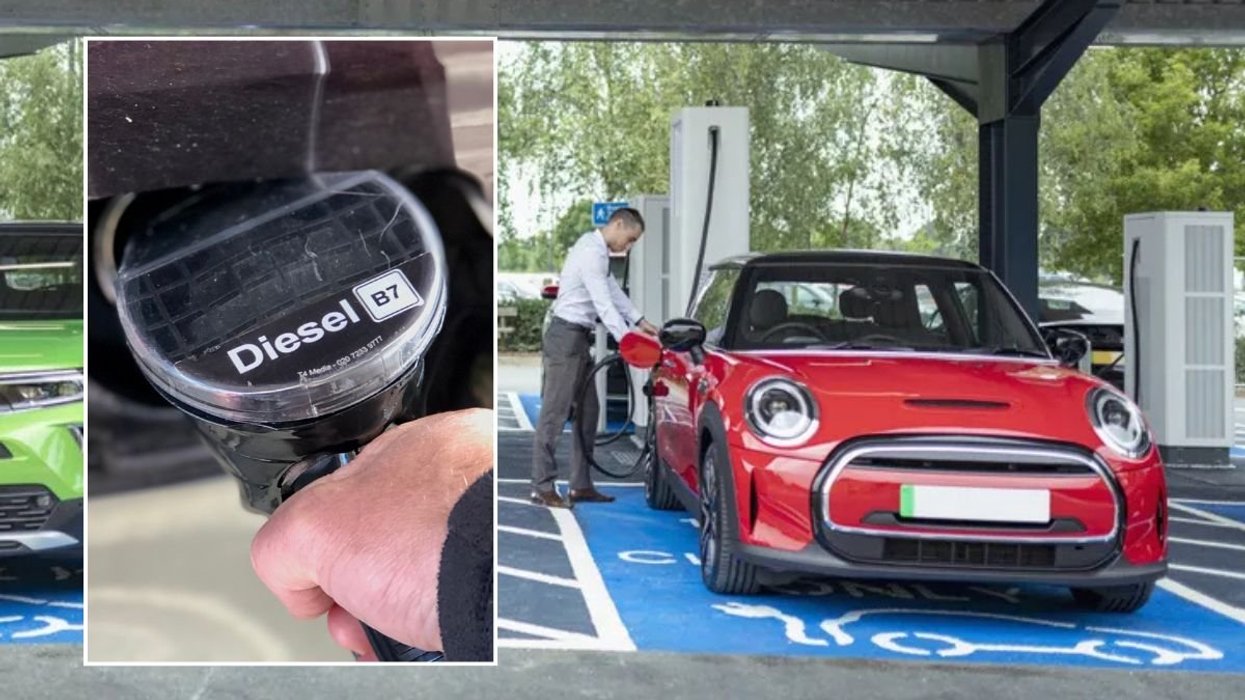 Diesel pump and an electric car charging