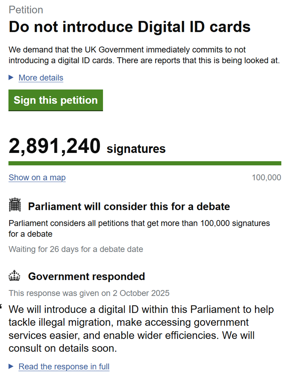Digital ID petition