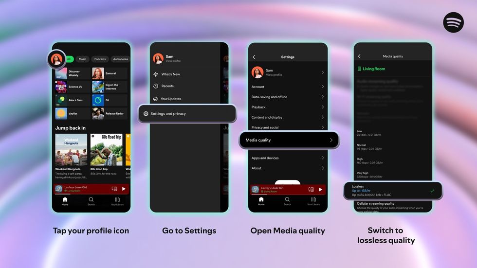 Directions to turn on new Spotify audio feature