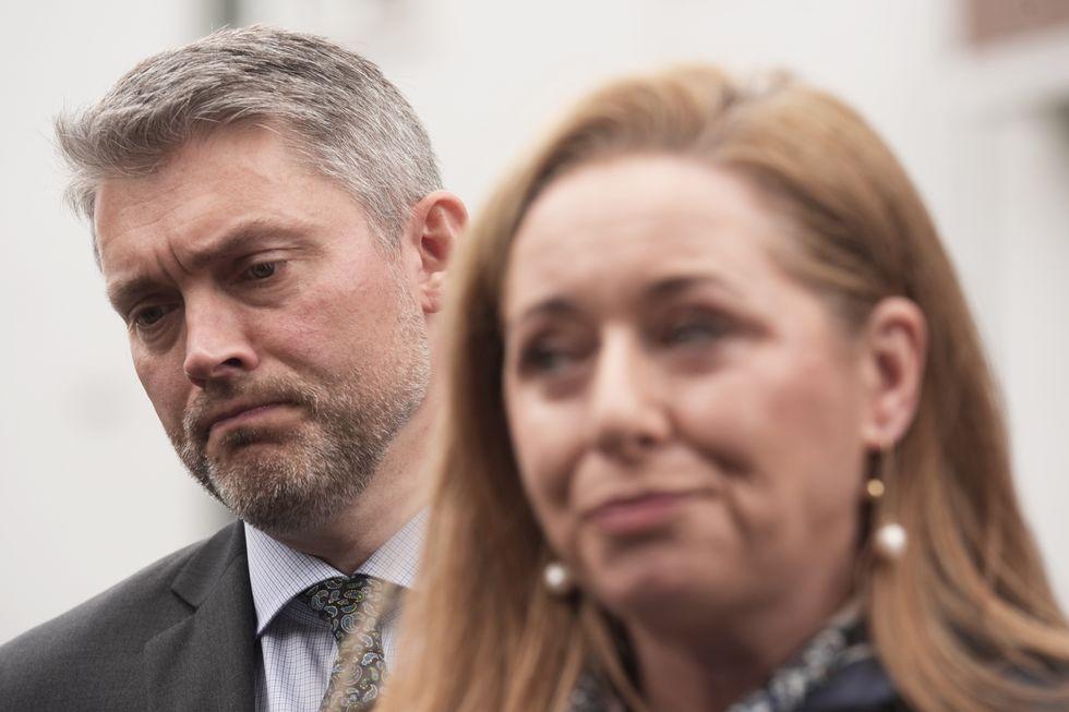 Director of BBC Northern Ireland, Adam Smyth and Journalist Jennifer O'Leary outside the High Court in Dublin