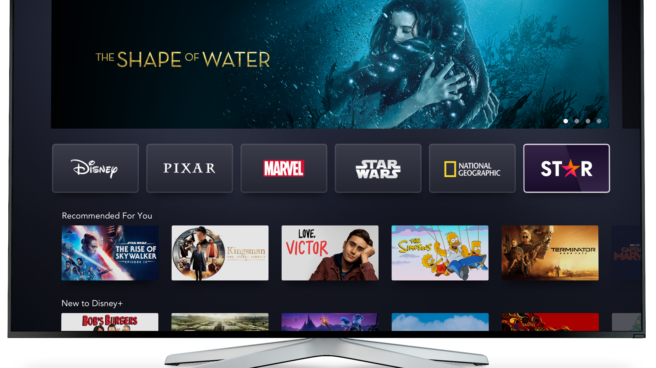 Disney+ home screen display
