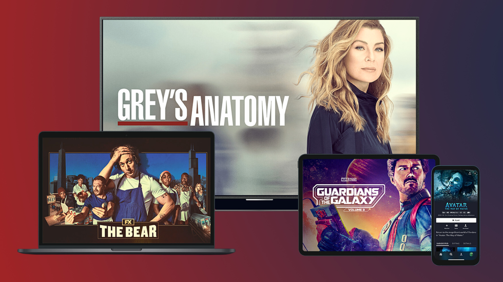 disney plus shows displayed on a number of devices that support the streaming service, including a flatscreen tv, ipad, iphone and laptop