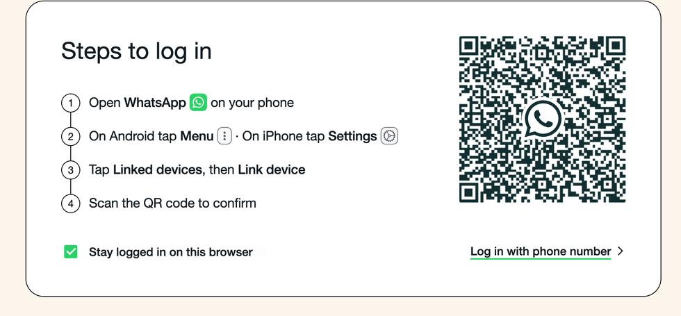 Display instructions to link a new device to your WhatsApp account