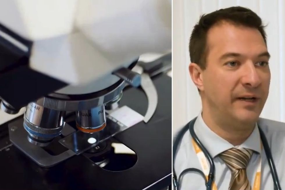 Doctor and microscope