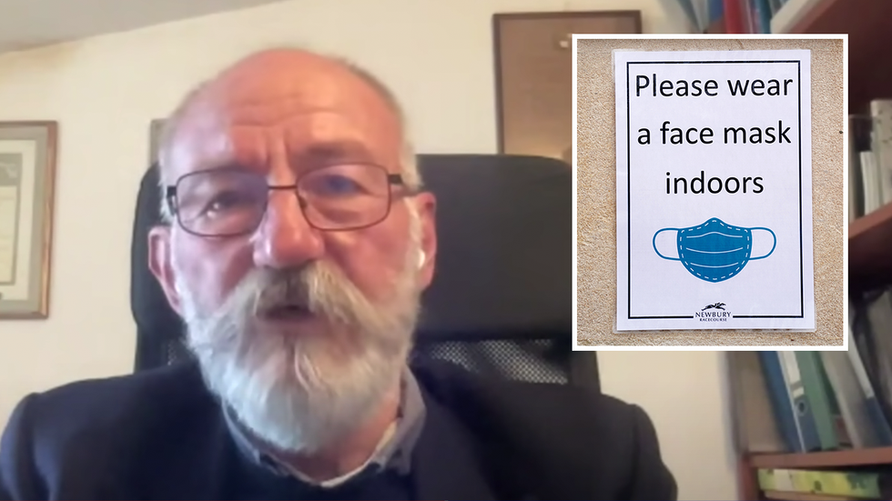 Doctor Tom Jefferson and a face mask sign