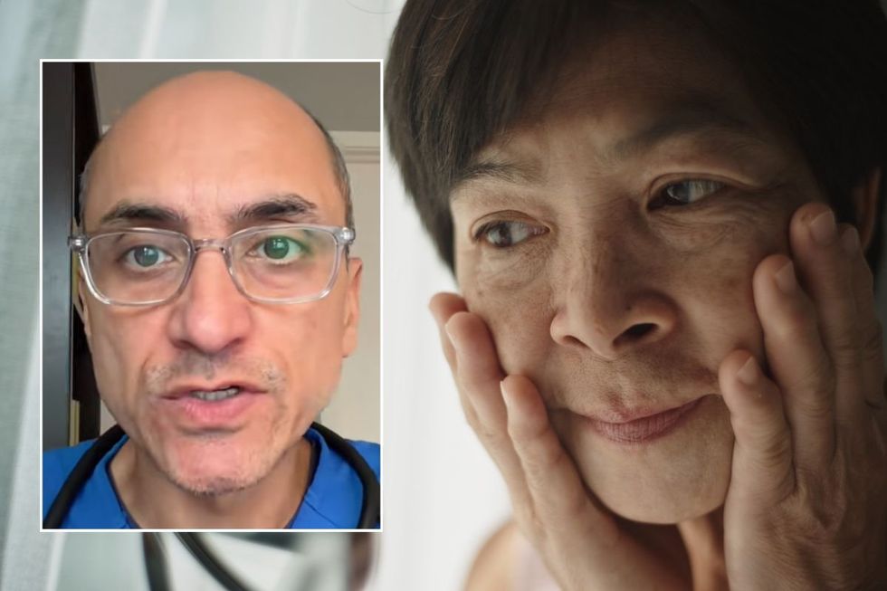 Doctor Yousuf Zafar and woman checking face in mirror