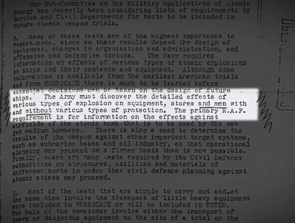 Documents at the time, now seen by GB News, detailed how the tests were not just about the weapons, but also the "detailed effects\u201d of the explosives on \u201cmen with and without various types of protection\u201d