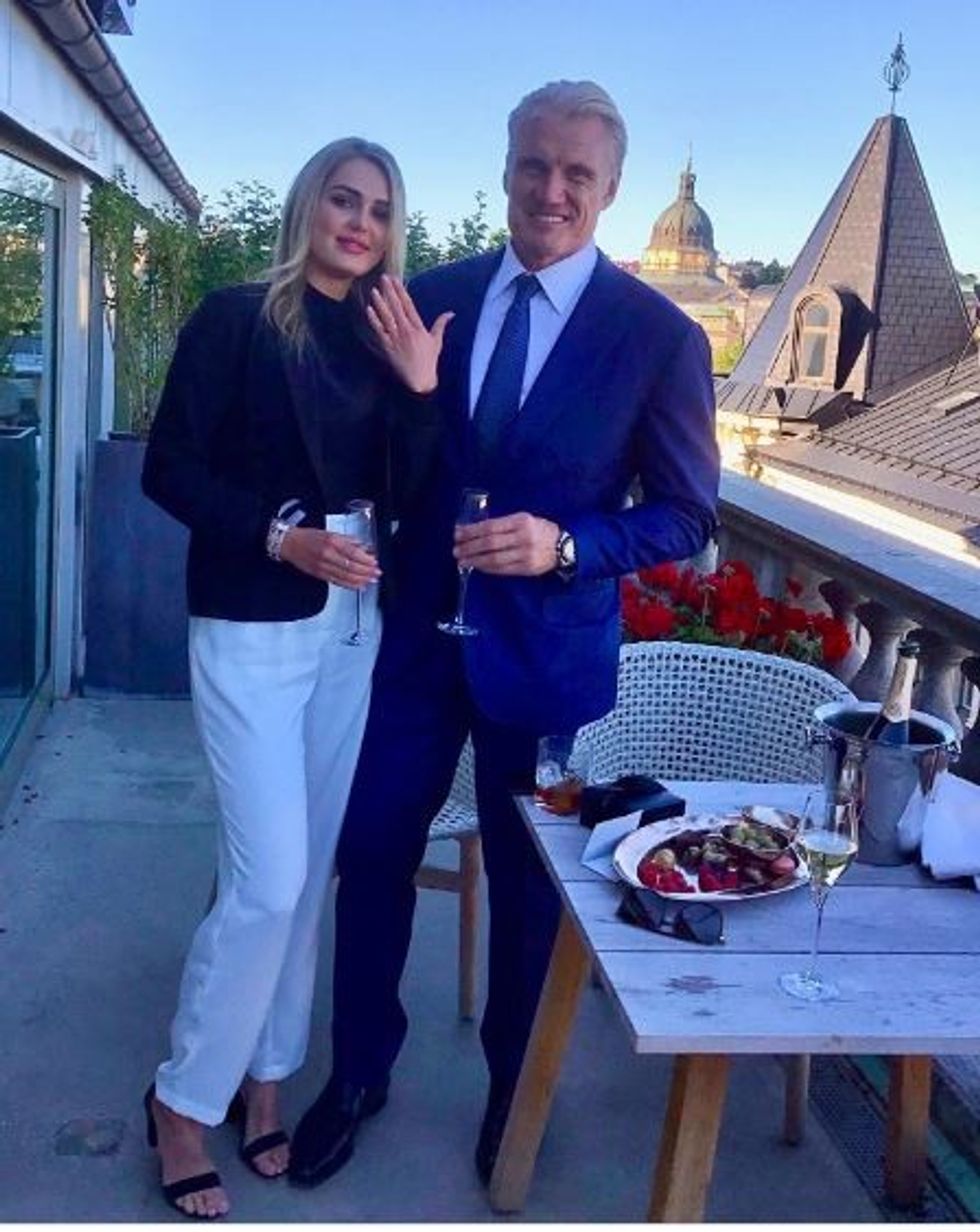 Dolph Lundgren and fiancee Emma Krokdal