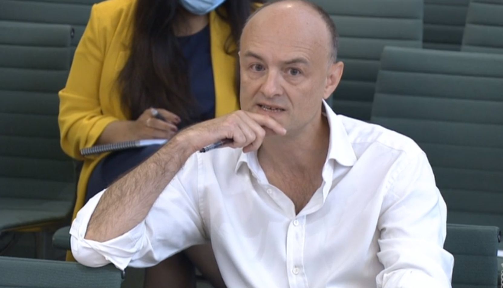 Dominic Cummings, former Chief Adviser to Prime Minister Boris Johnson, giving evidence to a joint inquiry of the Commons Health and Social Care and Science and Technology Committees on the subject of Coronavirus.