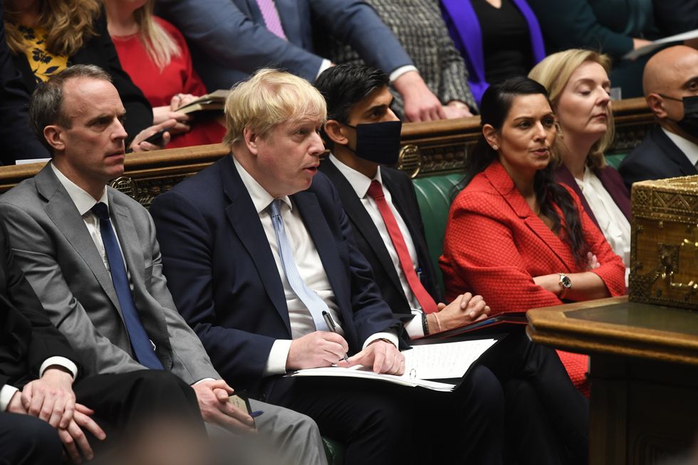 Dominic Raab, Prime Minister Boris Johnson, Chancellor of the Exchequer Rishi Sunak, Home Secretary Priti Patel and Foreign secretary Liz Truss