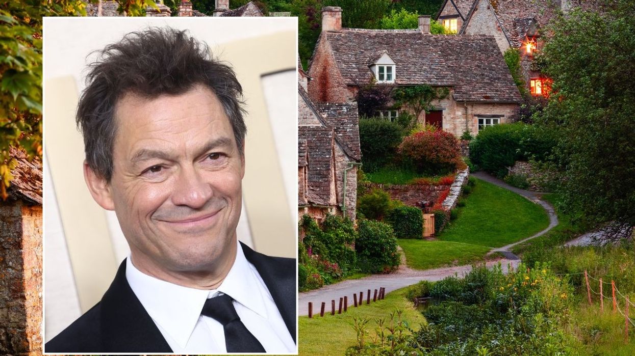 Dominic West headshot and stock image of Cotswolds